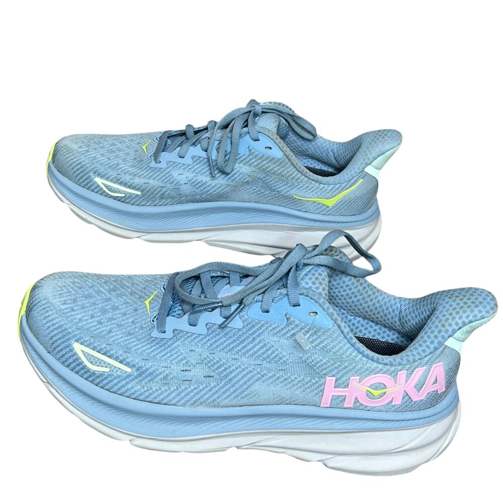 Hoka One One Clifton 9 Running Shoes Womens 8.5 Blue Walking Cushioned Athletic - Picture 2 of 15